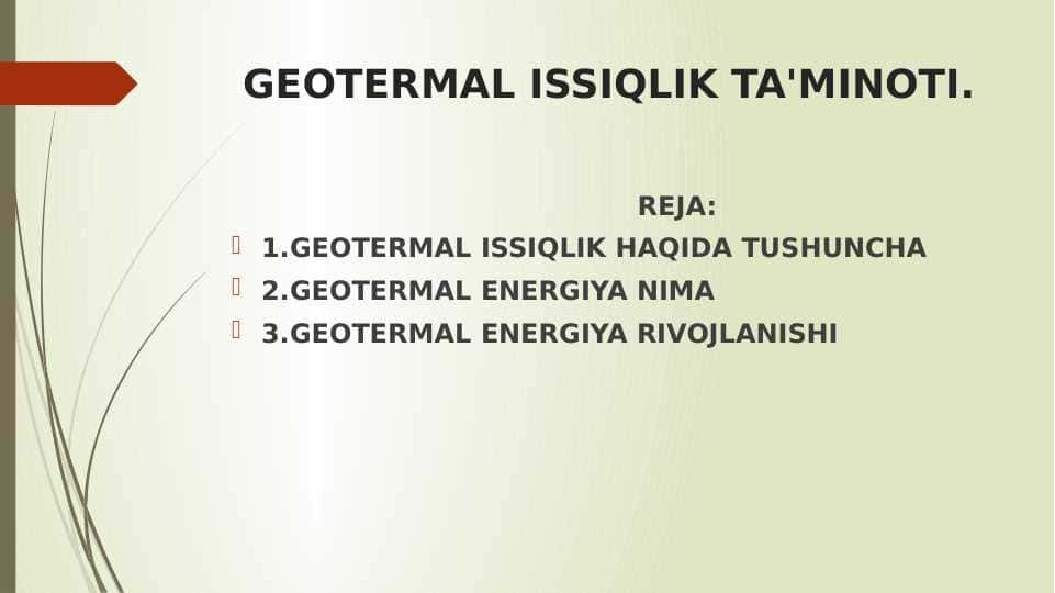 GEOTERMAL ISSIQLIK TA'MINOTI