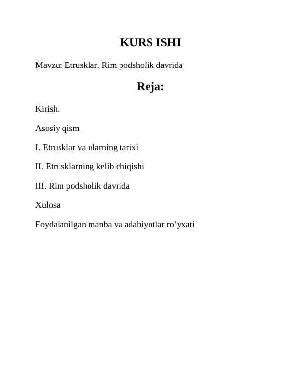 Etrusklar. Rim podsholik davrida