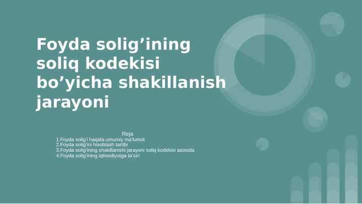 Foyda solig’ining soliq kodekisi bo’yicha shakillanish jarayoni