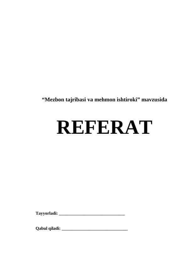 Mezbon tajribasi va mehmon ishtiroki