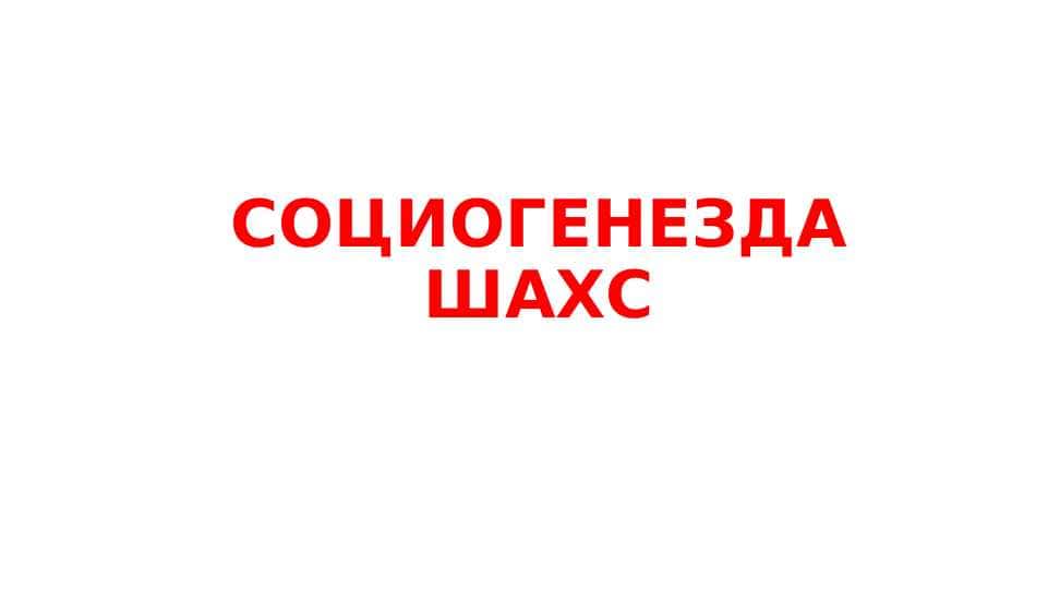 СОЦИОГЕНЕЗДА ШАХС