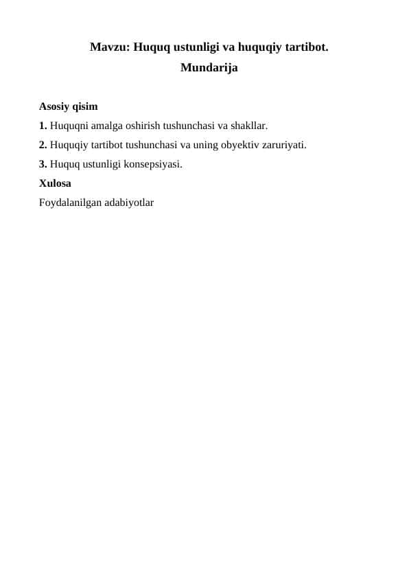 Huquq ustunligi va huquqiy tartibot