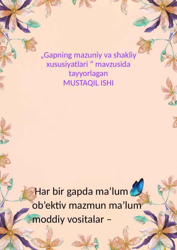 Gapning mazuniy va shakliy xususiyatlari