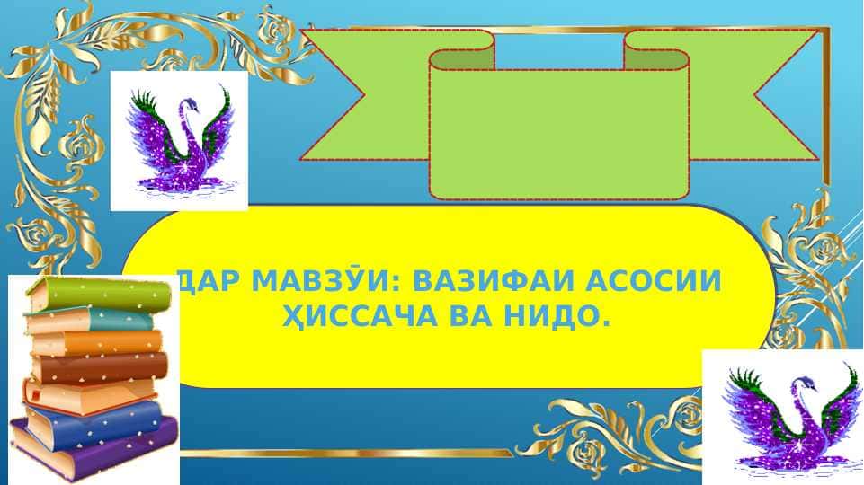 ВАЗИФАИ АСОСИИ ҲИССАЧА ВА НИДО