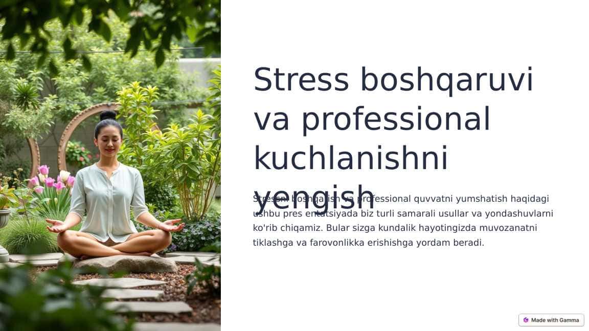 Stress boshqaruvi va professional kuchlanishni yengish