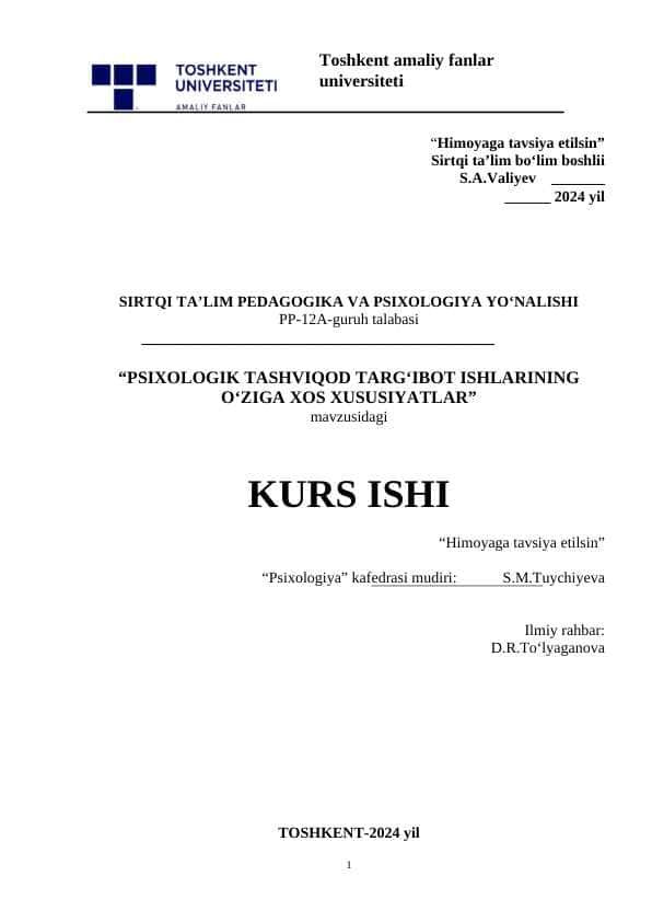 Psixologik tashviqod targ‘ibot ishlarining o‘ziga xos xususiyatlar