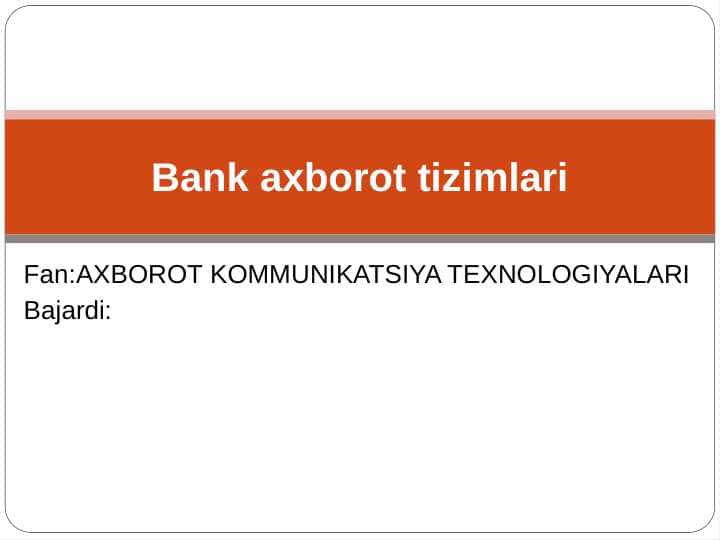 Bank axborot tizimlari