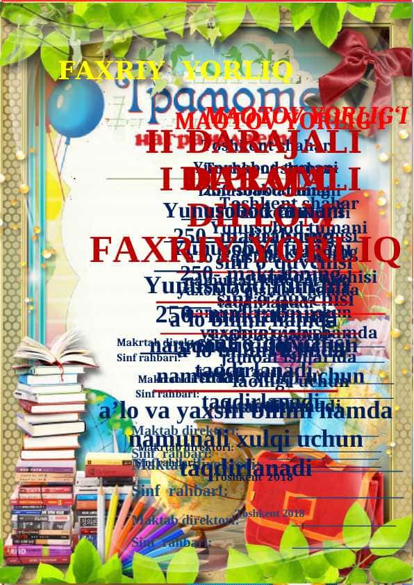 faxriy yorliq shabloni