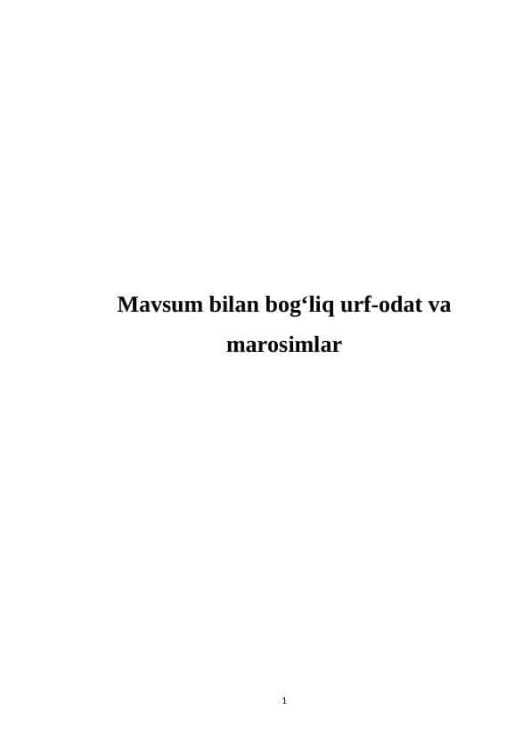 Mavsum bilan bog‘liq urf-odat va marosimlar