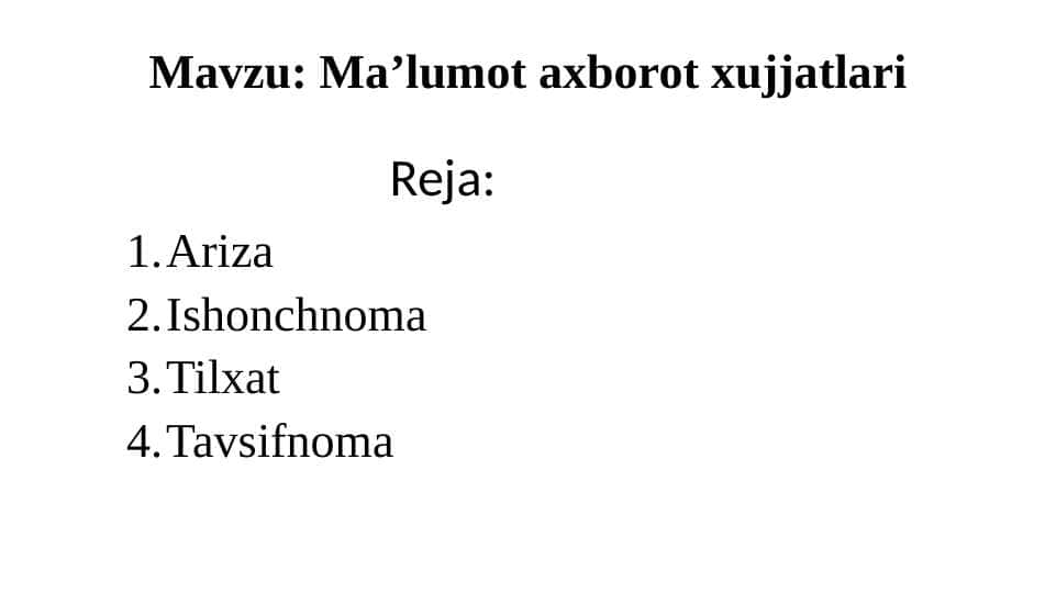 Ma’lumot axborot xujjatlari