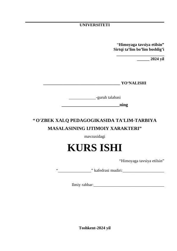 O'ZBEK XALQ PEDAGOGIKASIDA TA'LIM-TARBIYA MASALASINING IJTIMOIY XARAKTERI