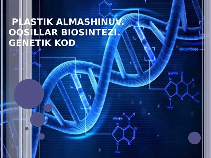 Plastik almashinuv. Oqsillar biosintezi. Genetik kod