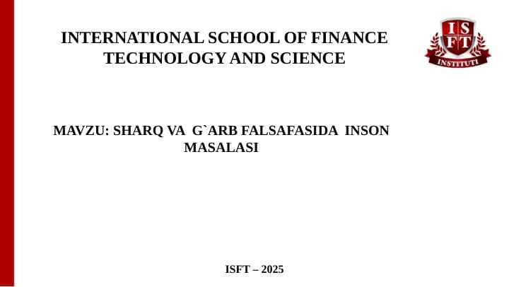 SHARQ VA G`ARB FALSAFASIDA INSON MASALASI
