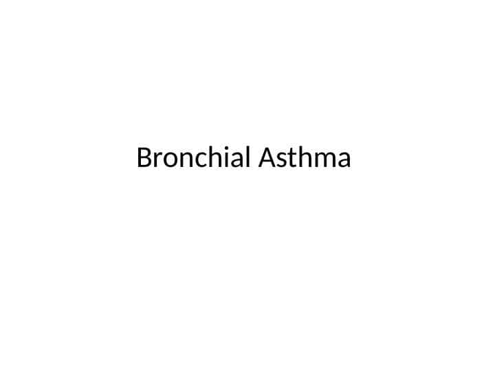 Bronchial Asthma in children