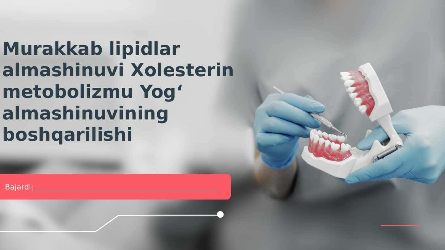 Murakkab lipidlar almashinuvi Xolesterin metobolizmu Yogʻ almashinuvining boshqarilishi