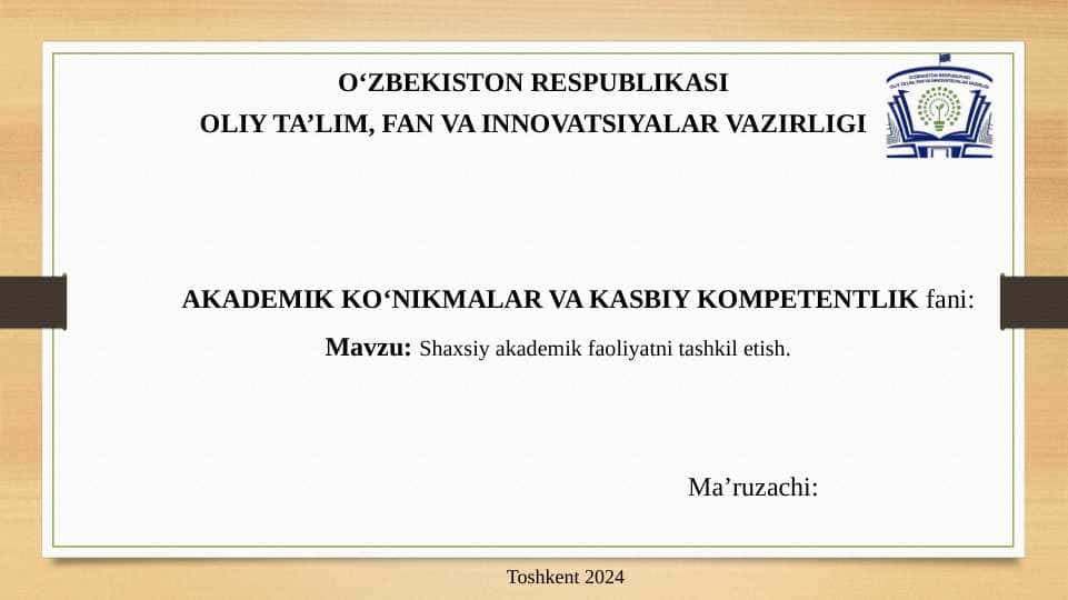 O‘z-o‘zini boshqarish va samaradorlik uchun javobgarlik