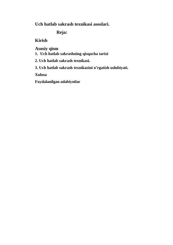 Uch hatlab sakrash texnikasi asoslari