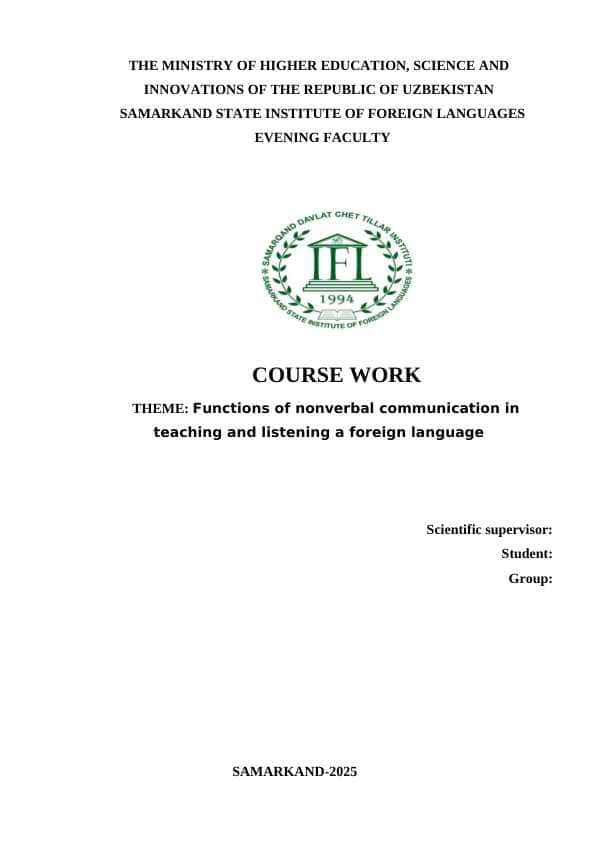 Functions of nonverbal communication in teaching and listening a foreign language