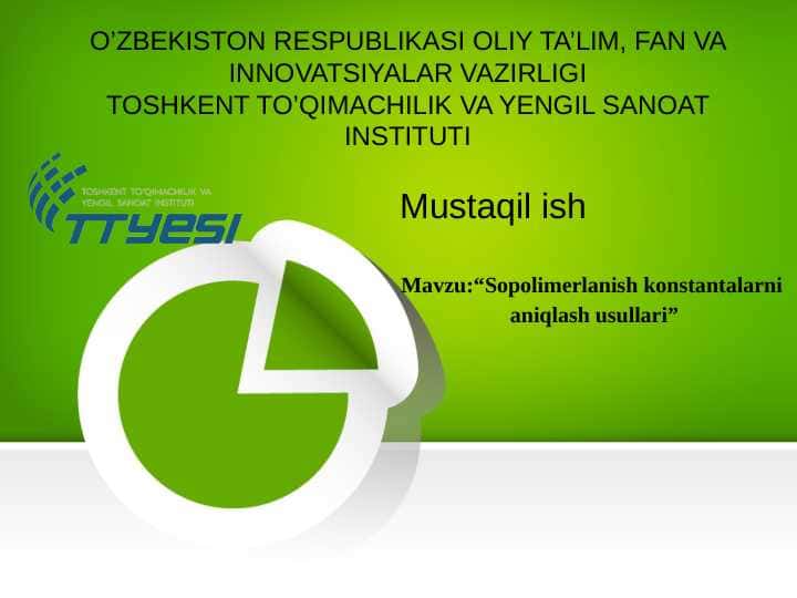 Sopolimerlanish konstantalarni aniqlash usullari