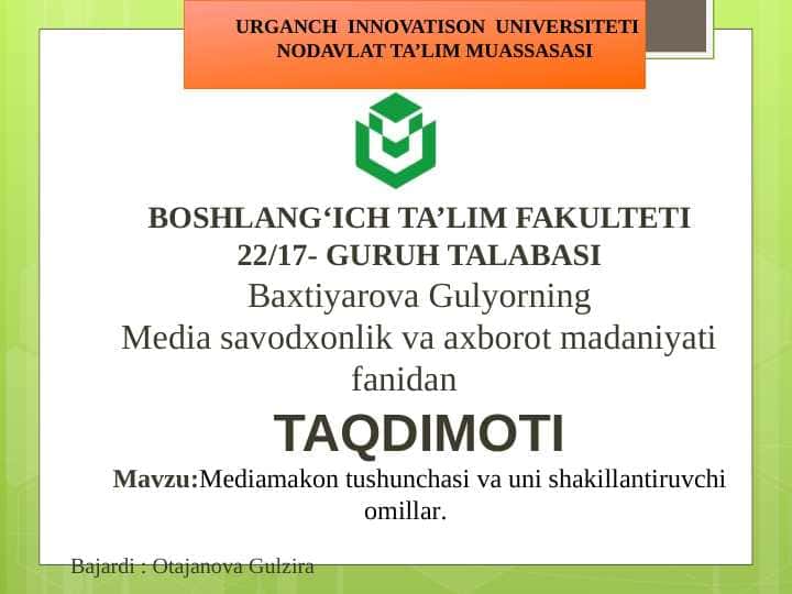 Mediamakon tushunchasi va uni shakillantiruvchi omillar