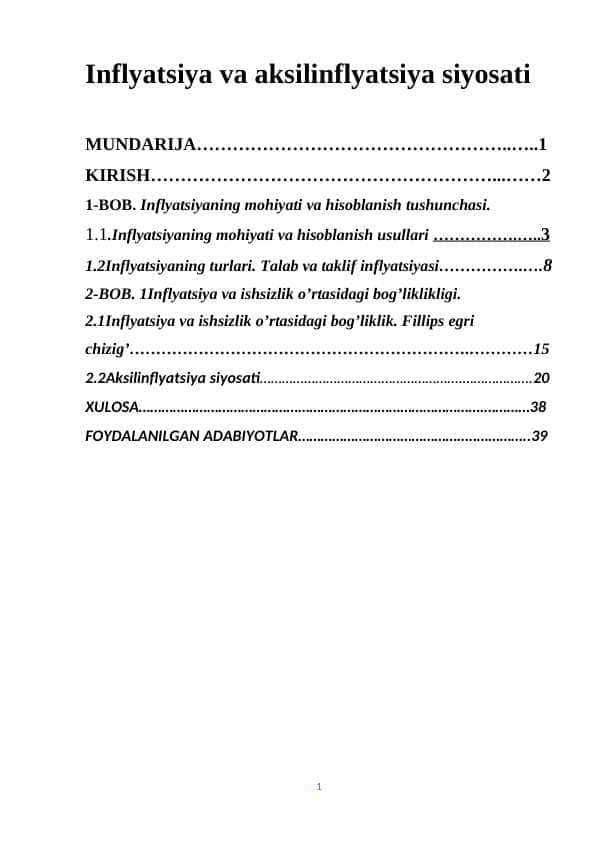Inflyatsiya va aksilinflyatsiya siyosati