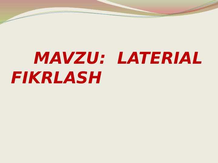 LATERIAL FIKRLASH