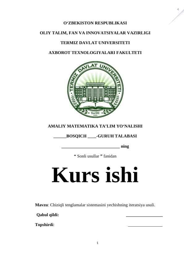 Chiziqli tenglamalar sistemasini yechishning iteratsiya usuli.
