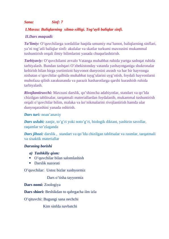 Baliqlarning xilma-xilligi. Tog’ayli baliqlar sinfi