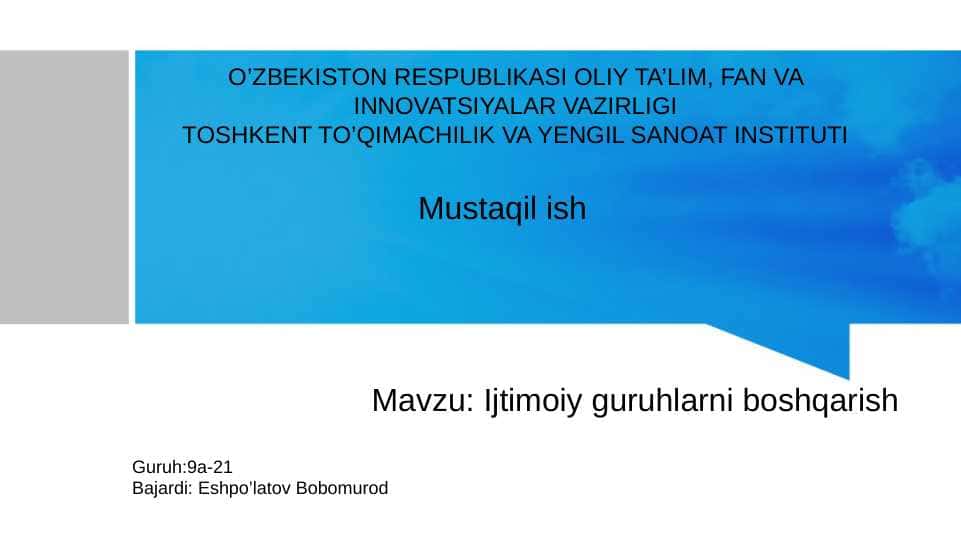 Ijtimoiy guruhlarni boshqarish