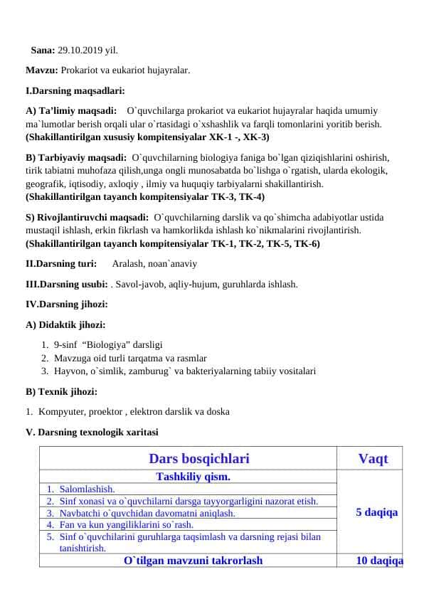 Prokariot va eukariot hujayralar