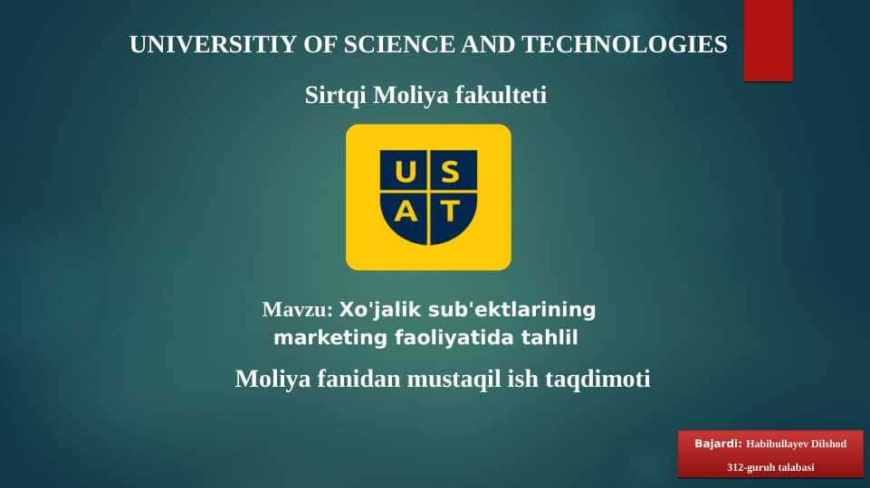 Xo'jalik sub'ektlarining marketing faoliyatida tahlil