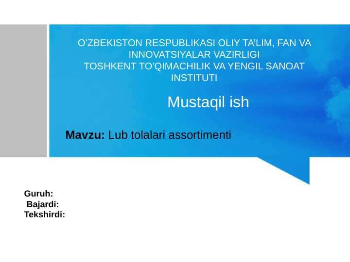 Lub tolalari assortimenti