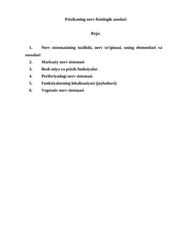 Psixikaning nerv-fiziologik asoslari