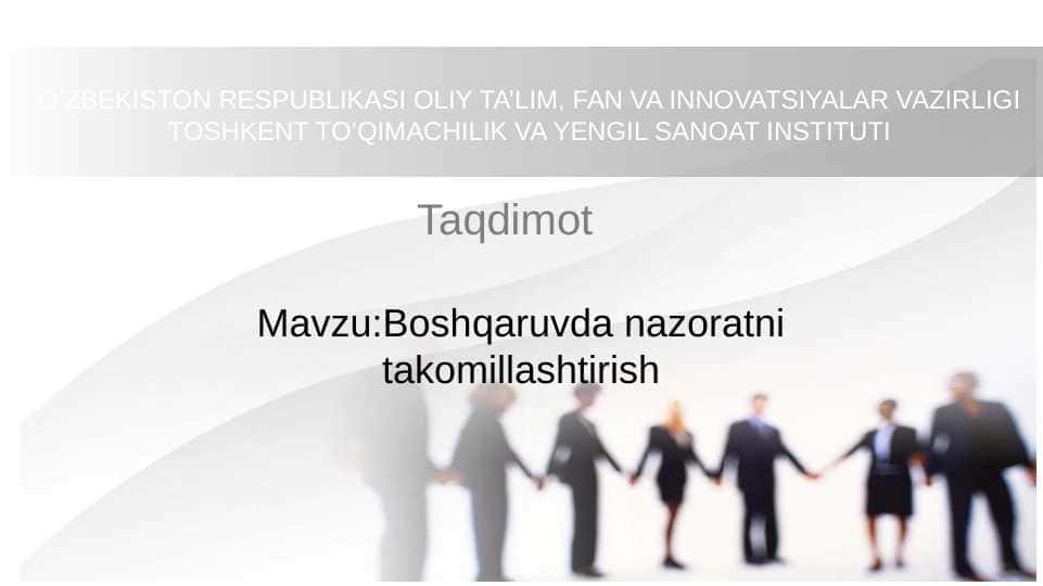 Boshqaruvda nazoratni takomillashtirish
