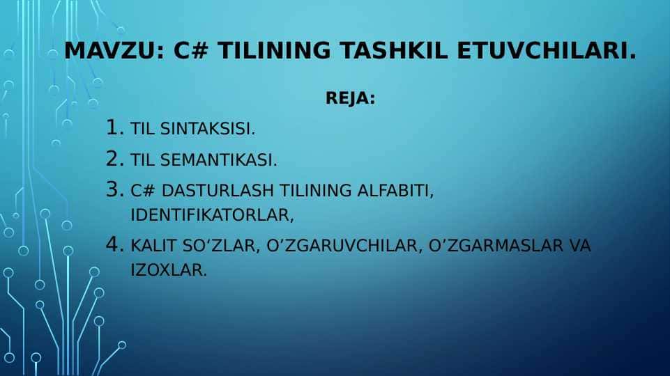 C# tilining tashkil etuvchilari