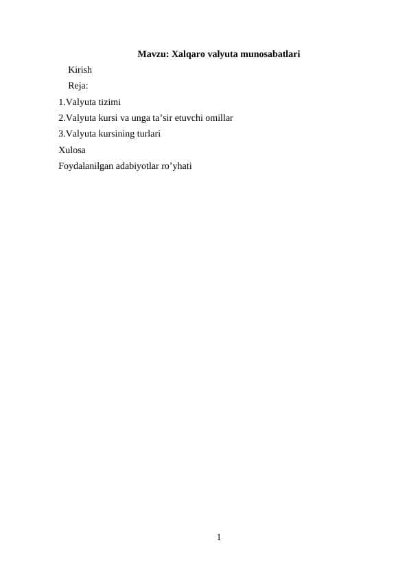 Xalqaro valyuta munosabatlari