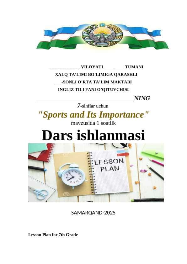 Sports and Its Importance dars ishlanma ingliz tilida dars ishlanma
