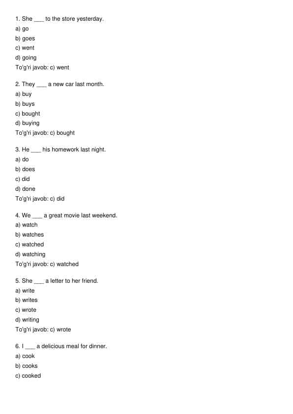 Ingliz tili test