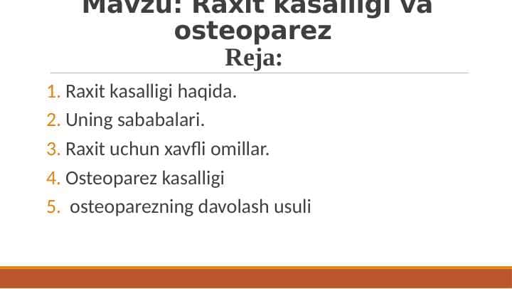 Raxit kasalligi va osteoparez