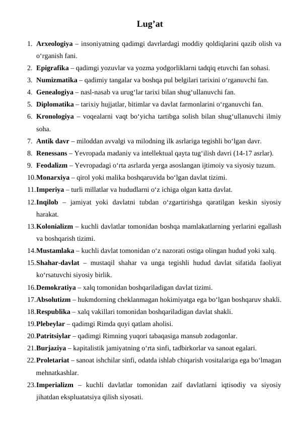 tarix Lug’at