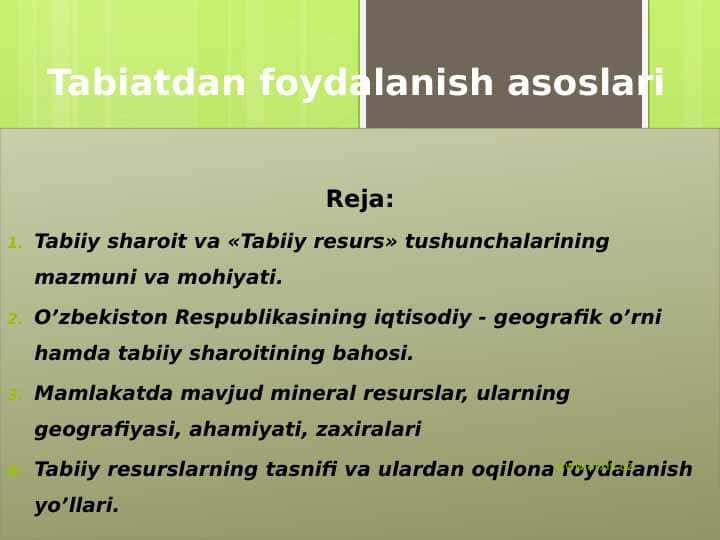 Tabiatdan foydalanish asoslari