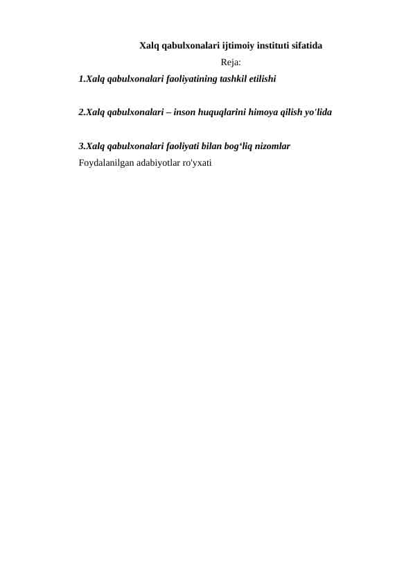 Xalq qabulxonalari ijtimoiy instituti sifatida