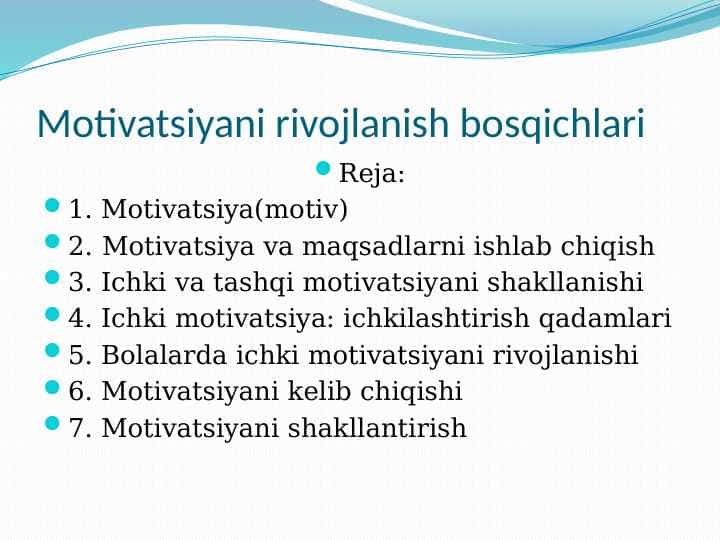 Motivatsiyani rivojlanish bosqichlari