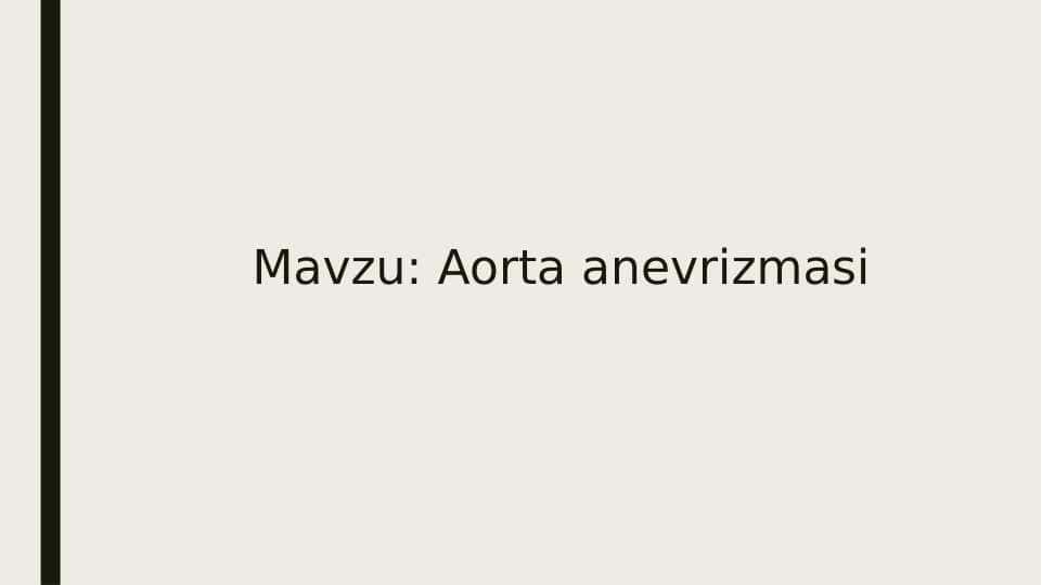 Aorta anevrizmasi