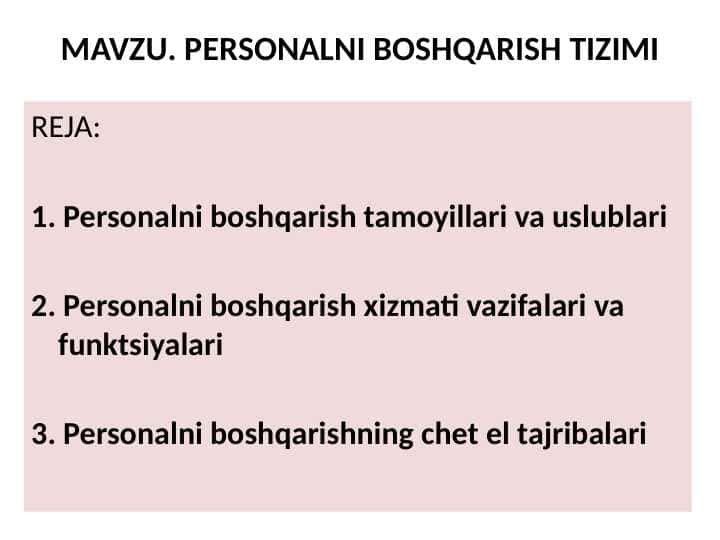 PERSONALNI BOSHQARISH TIZIMI