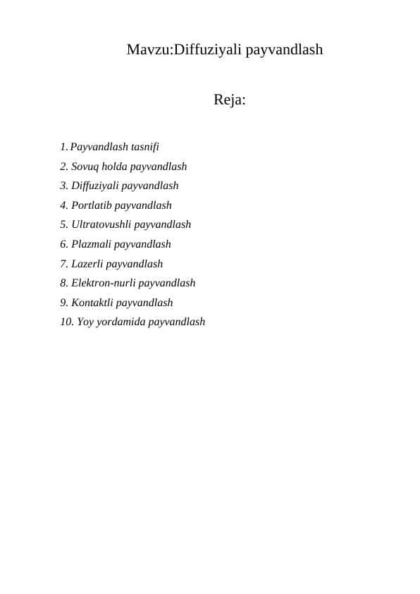Diffuziyali payvandlash