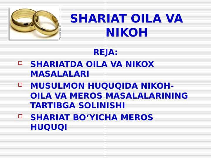 SHARIAT OILA VA NIKOH
