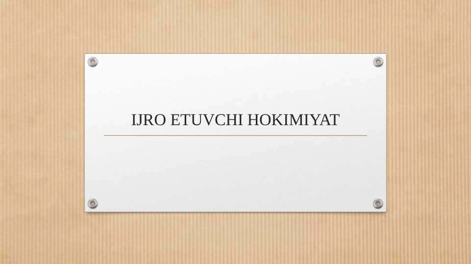 Ijro etuvchi hokimiyat