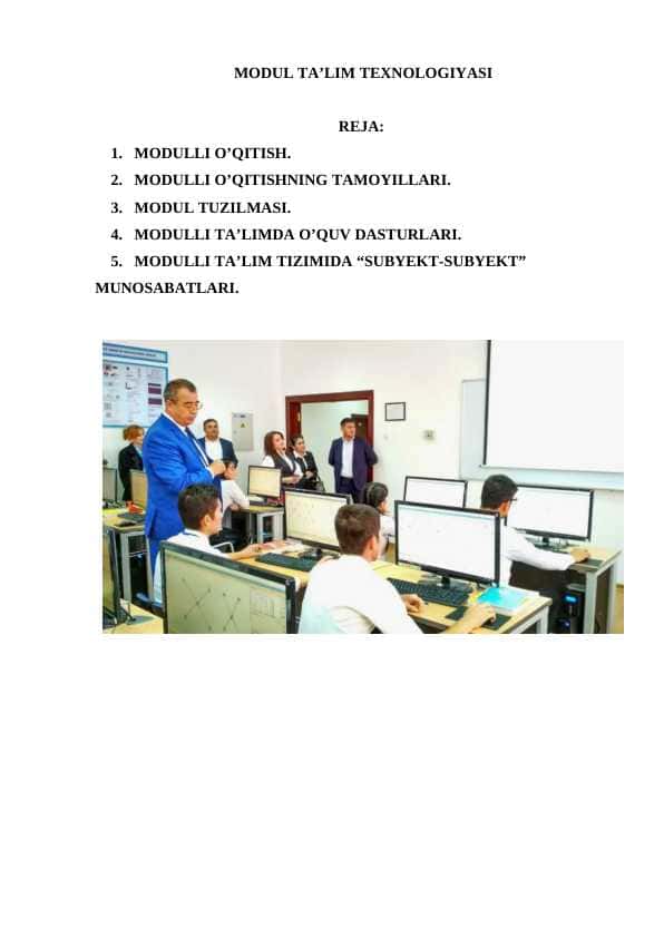 MODUL TA’LIM TEXNOLOGIYASI