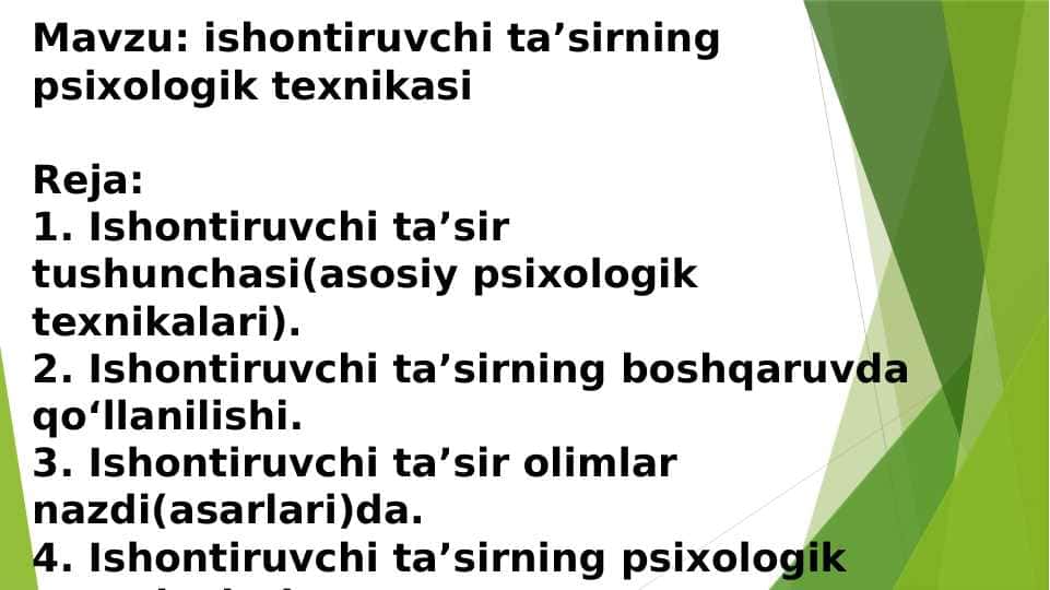 ishontiruvchi taʼsirning psixologik texnikasi